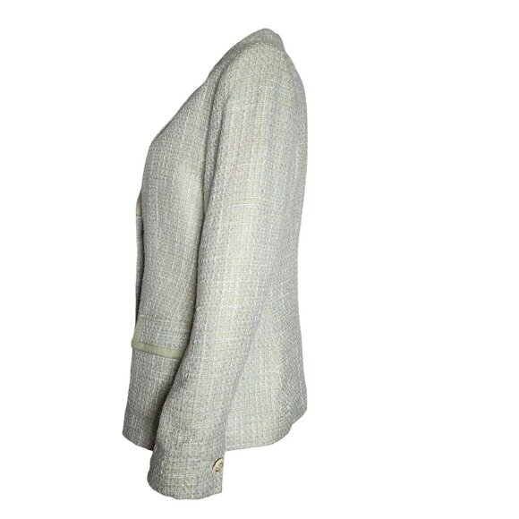 Jaclyn Smith Blazer Suit Jacket Womens Size 10 Light Green White Tweed Lined - Picture 2 of 7